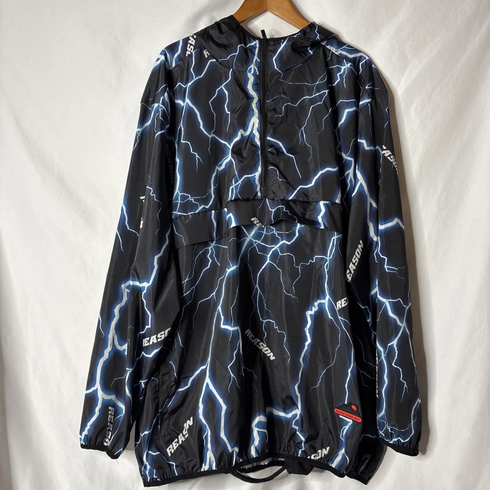 Reason Windbreaker Jacket Men's 4XL Lightening Hoodie Black‎ Blue Read - Picture 5 of 9